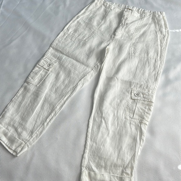 XCVI Linen crop cargo style pants - Picture 1 of 6